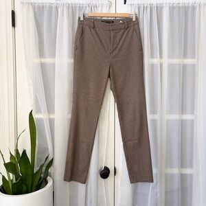 Zara Brown Plaid Houndstooth High Waisted Black Brown Neutral Pants Size 4